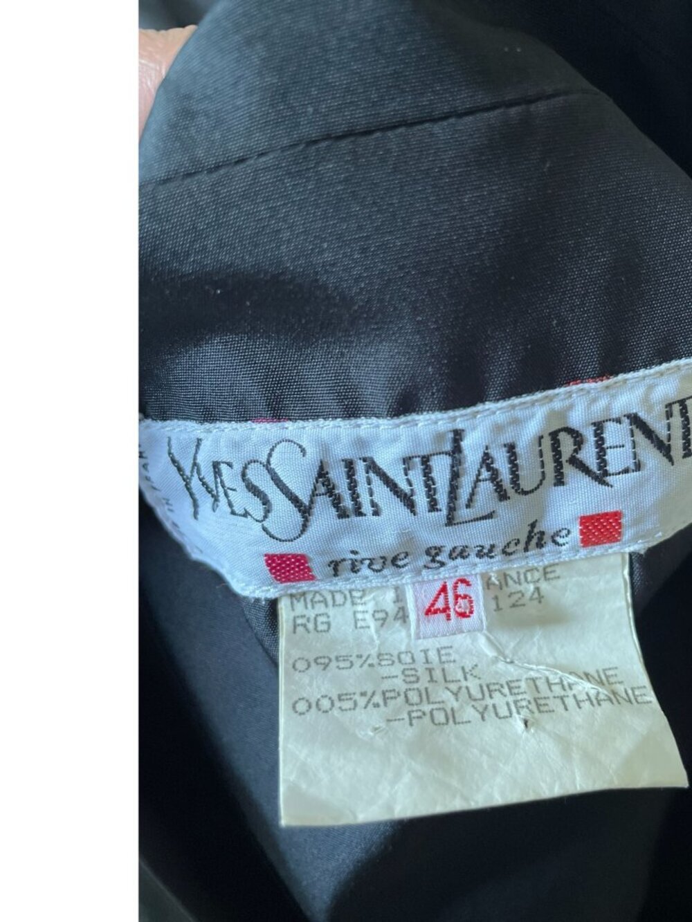 Vintage Yves Saint Laurent Black Silk Smock Jacket 1990s Couture Oversized SZ L - Picture 15 of 15